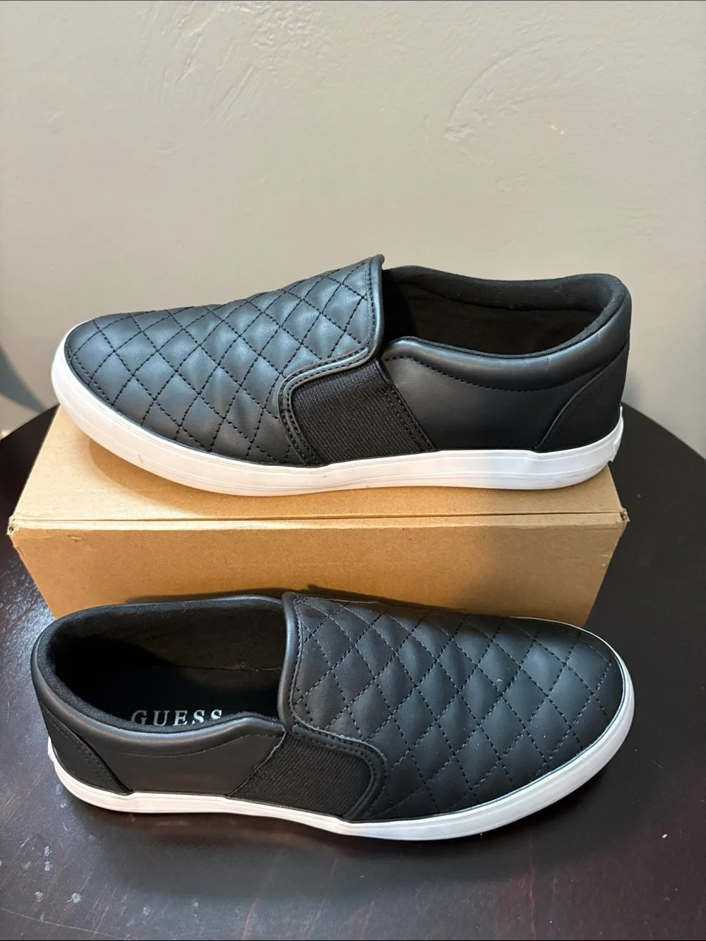 GUESS Women's Quilted Slip-On Loafers in Black - Size 8